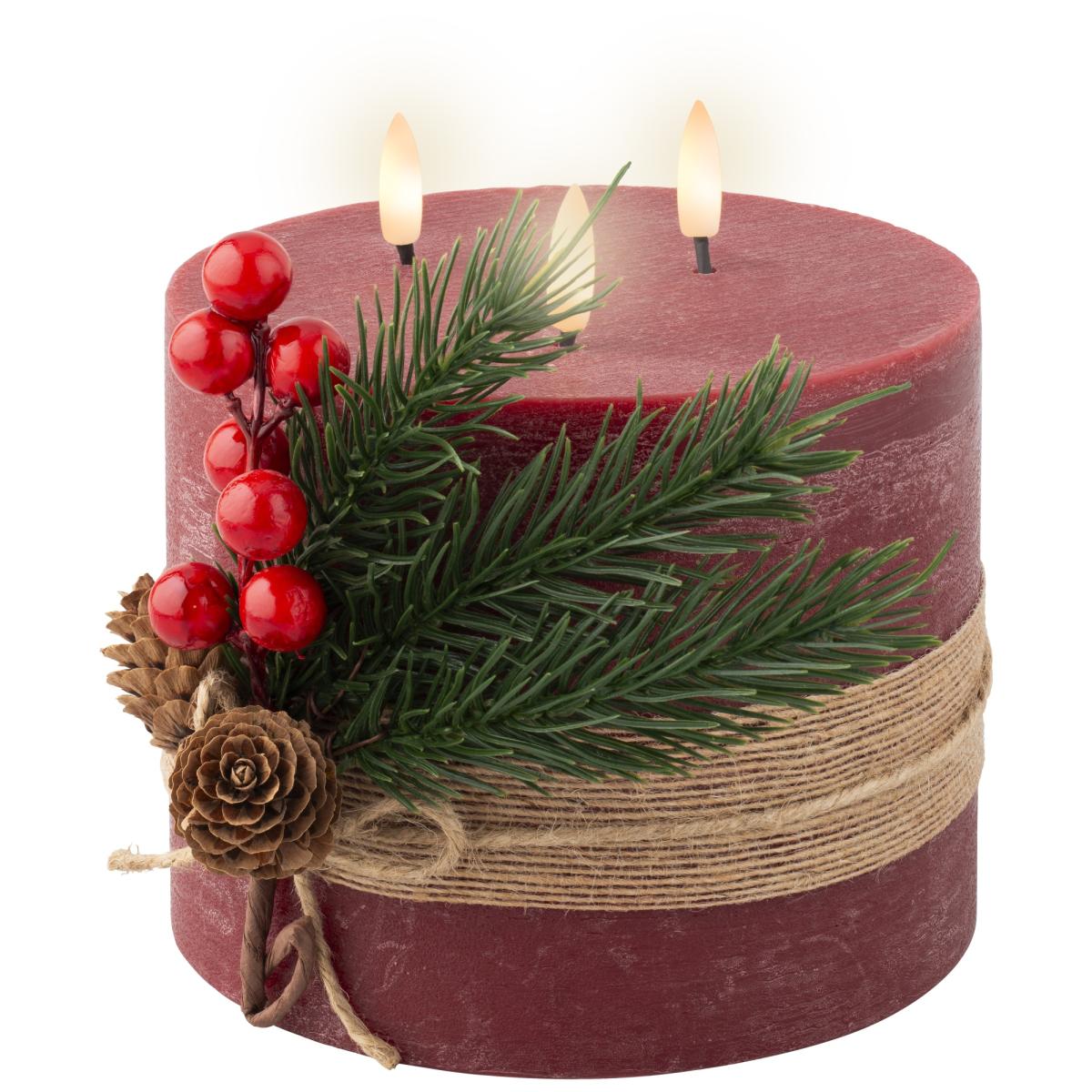 Lumineo LED Triple Wick Candle 15cm - Oxblood – image 2