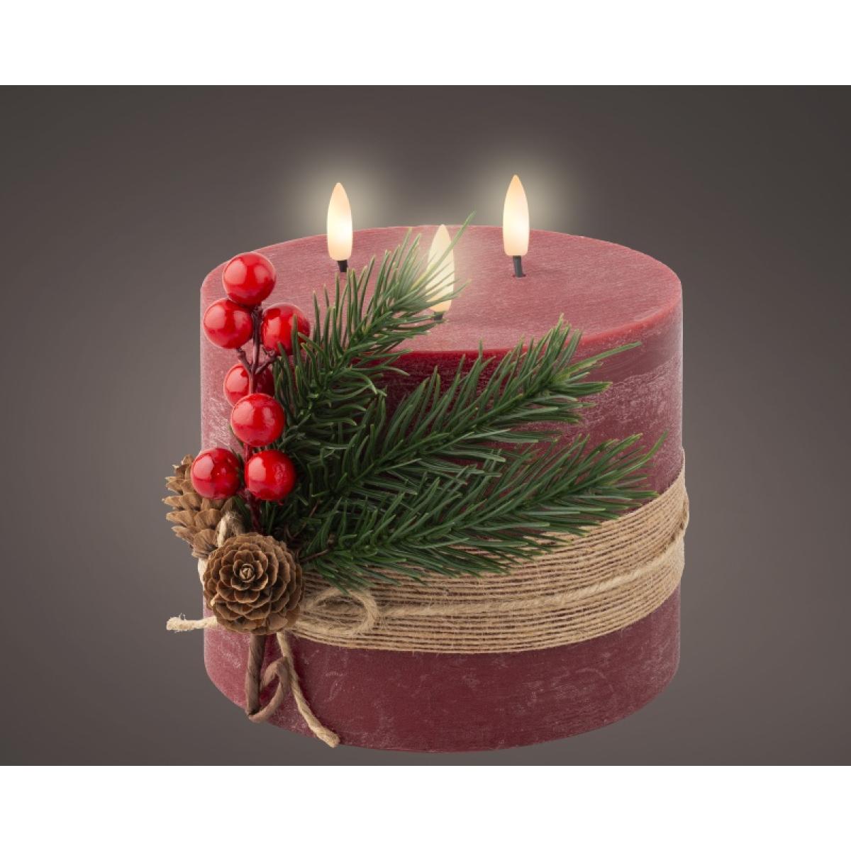 Lumineo LED Triple Wick Candle 15cm - Oxblood – image 5