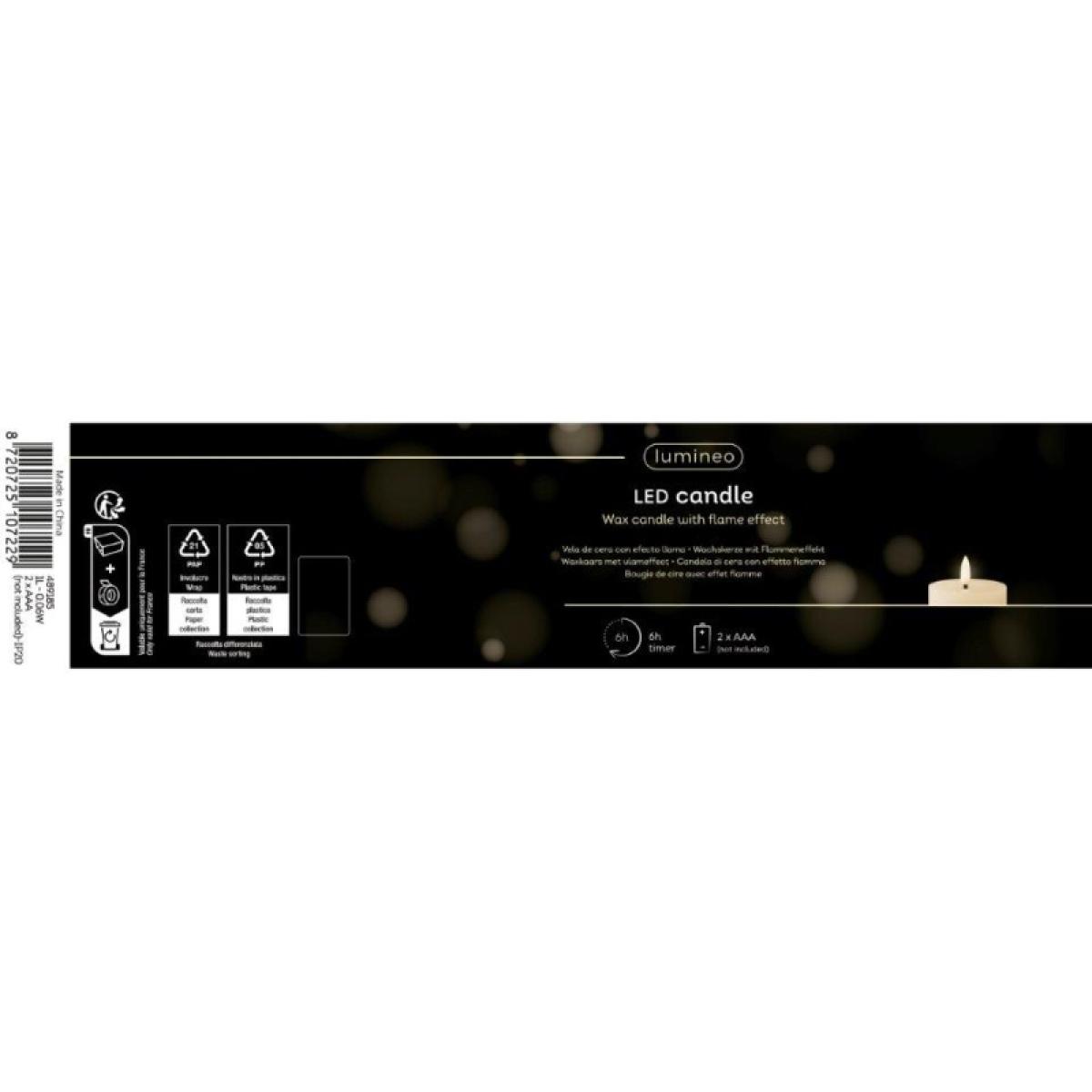 Lumineo LED Wick Candle - White - H 24.5cm Dinner Candle – image 4