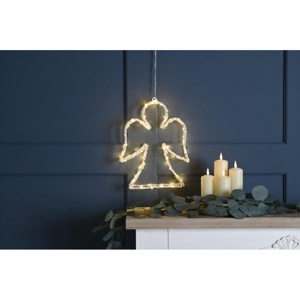 Festive Lit Acrylic Angel 32cm - Warm White – image 2