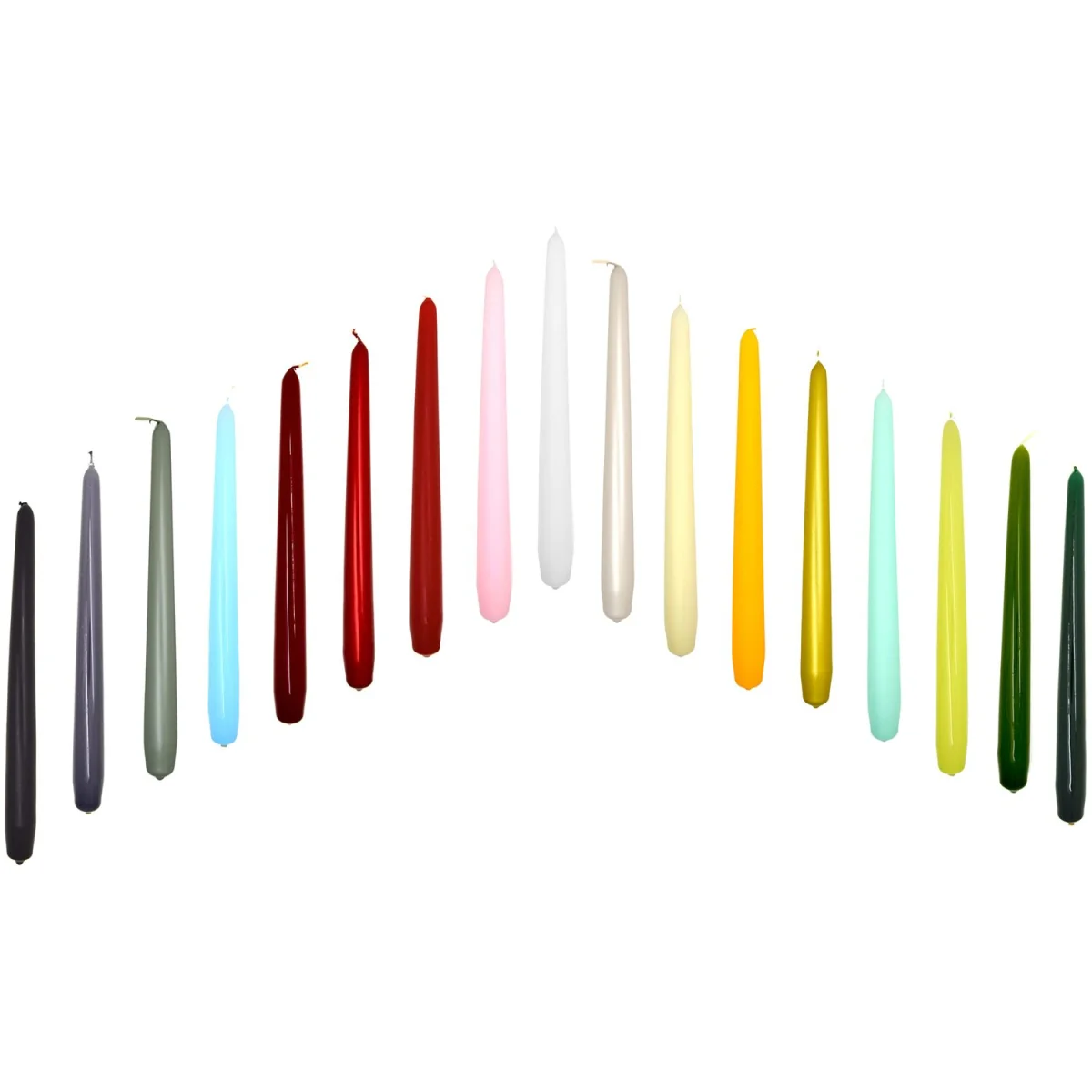 Tapered Dinner Candles, Pack of 10, Unscented, 24 cm - Ecru Matt Finish - Silver Metallic – image 3