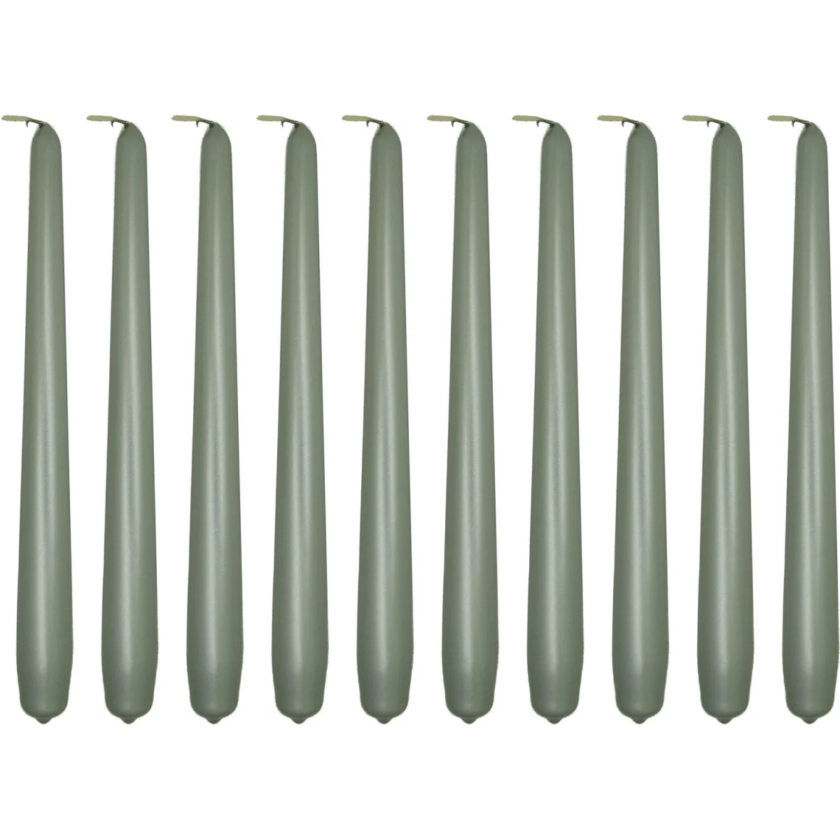Tapered Dinner Candles, Pack of 10, Unscented, 24 cm - Ecru Matt Finish - Silver Metallic – image 4