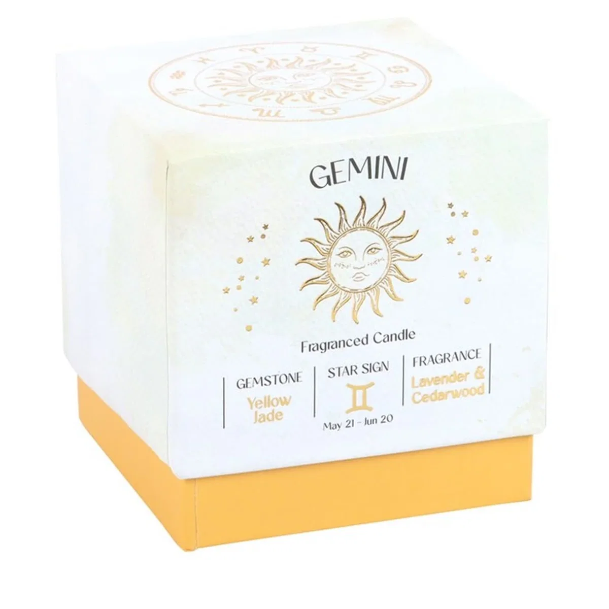 Gemini Zodiac Candle with Yellow Jade - Yellow – image 2