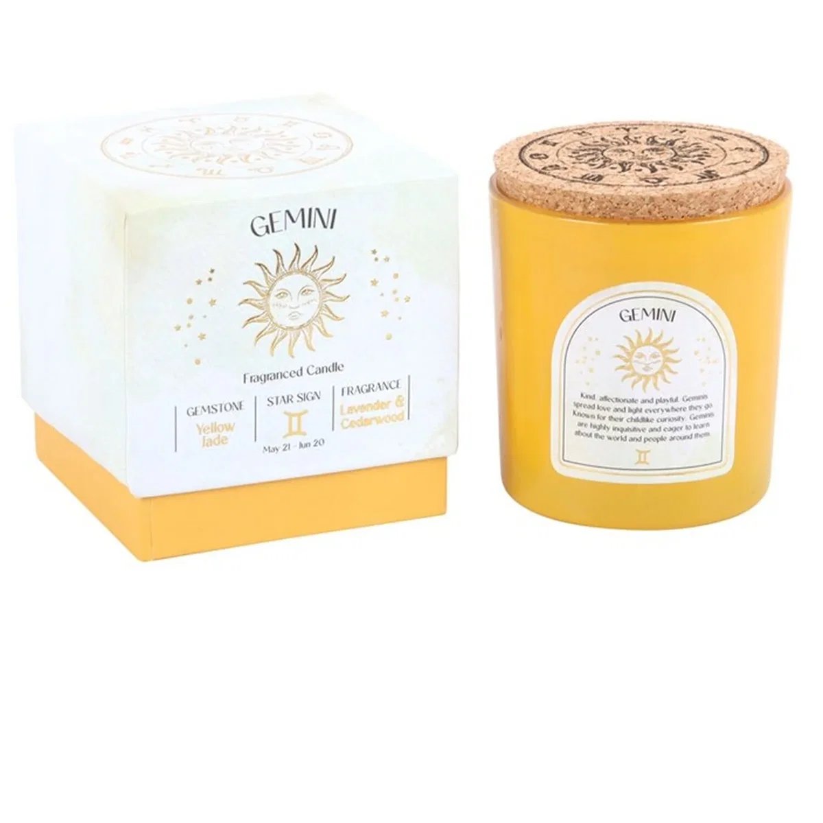 Gemini Zodiac Candle with Yellow Jade - Yellow – image 5
