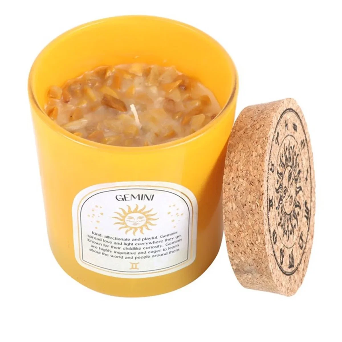 Gemini Zodiac Candle with Yellow Jade - Yellow – image 6