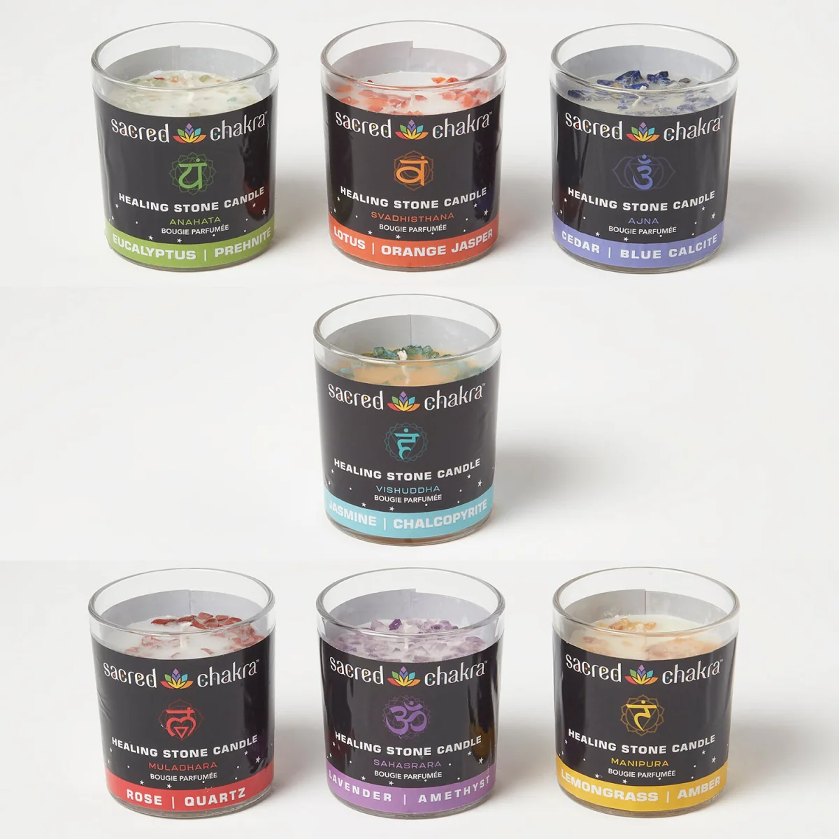 Chakra candles gift set with healing crystals set of 7 - Black – image 2