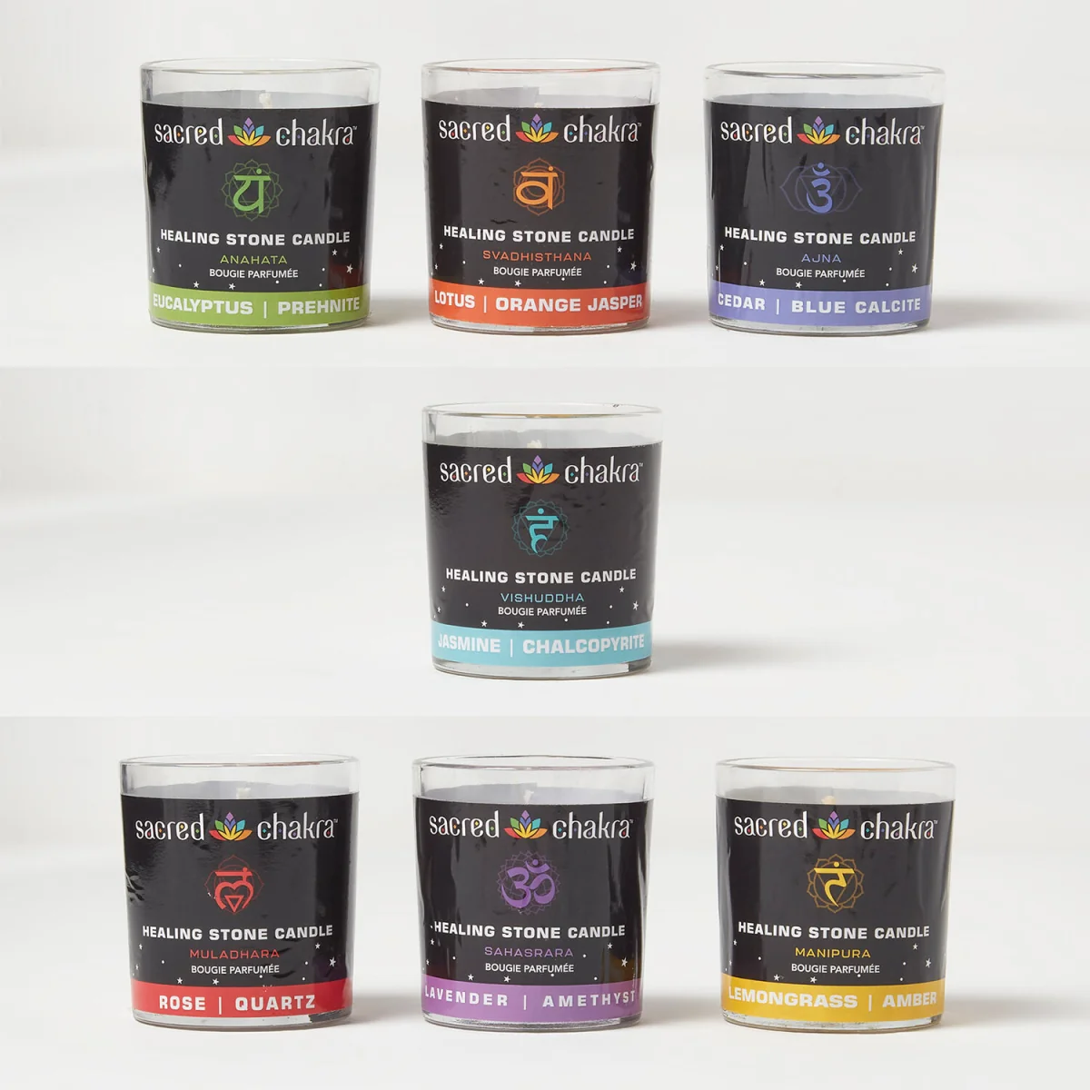 Chakra candles gift set with healing crystals set of 7 - Black – image 3
