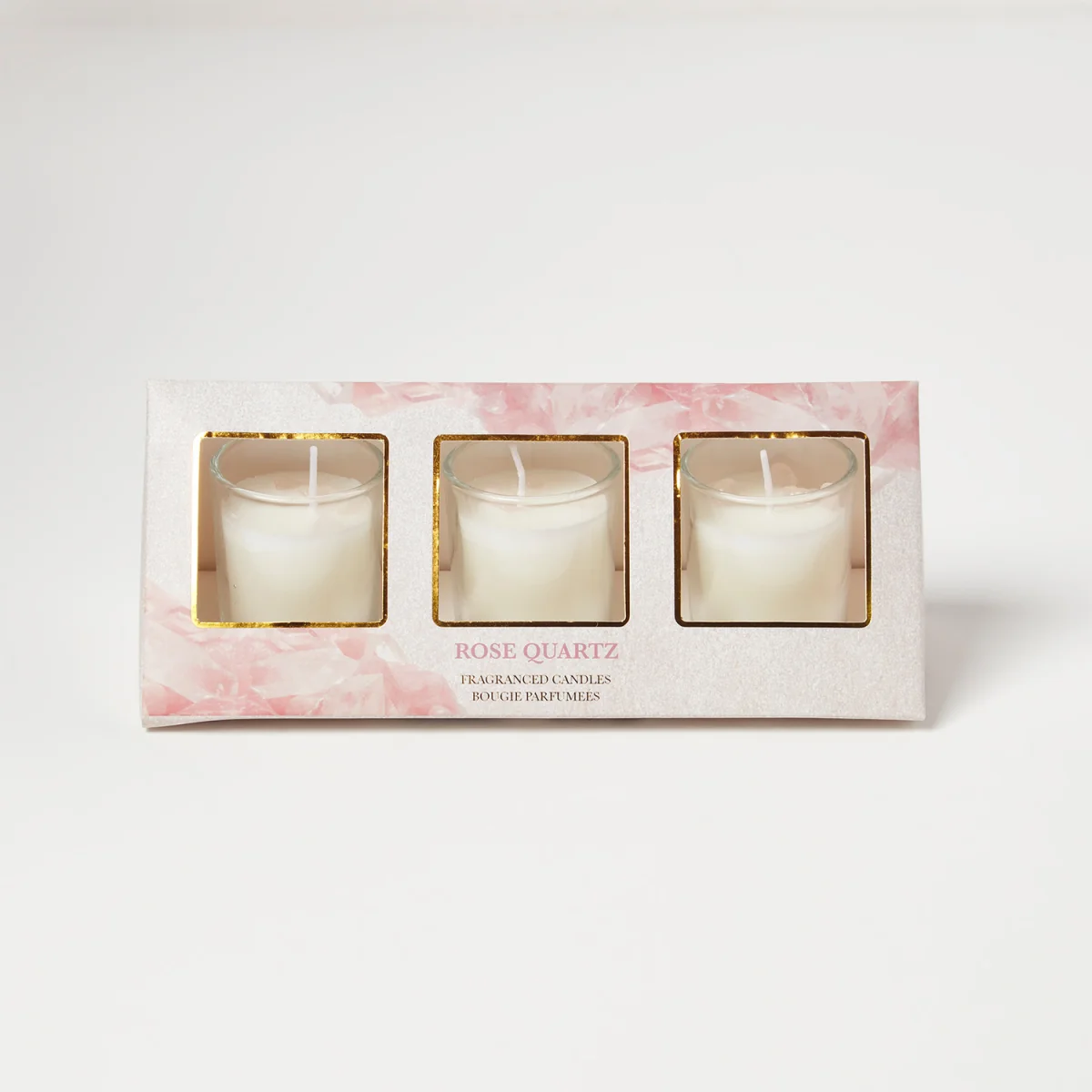 Rose Quartz Rose Eucalyptus Crystal Scented Candle Set Pack of 3 - Rose – image 2