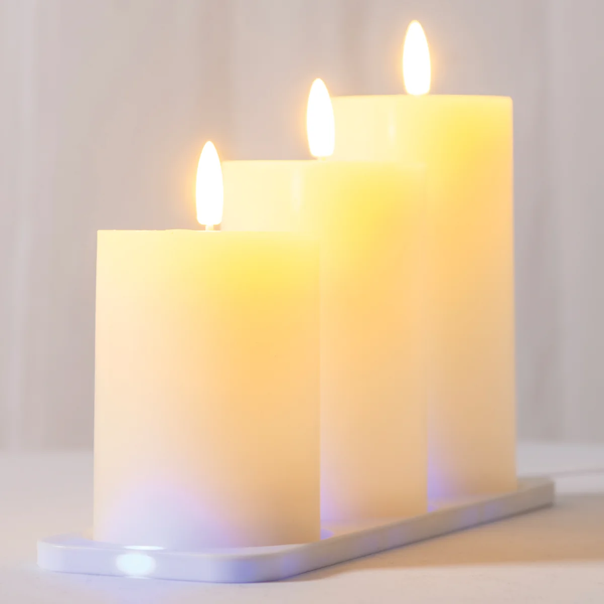Set of 3 Rechargeable LED Candles - Ivory – image 3