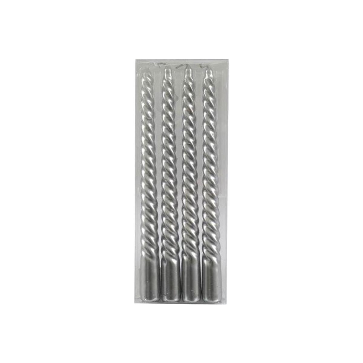 Twist Taper Candle Set For Festive Table Arrangements - Silver