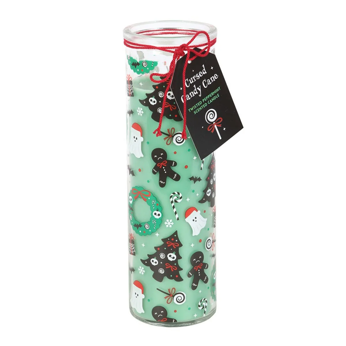 Something Different Merry Creepmas Cursed Candy Cane Tube Candle - Light Green – image 2