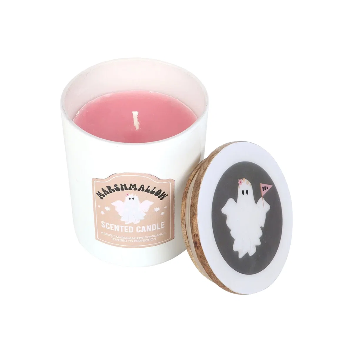 Something Different Ghost Toasted Marshmallow Scented Candle - Pink/White – image 1