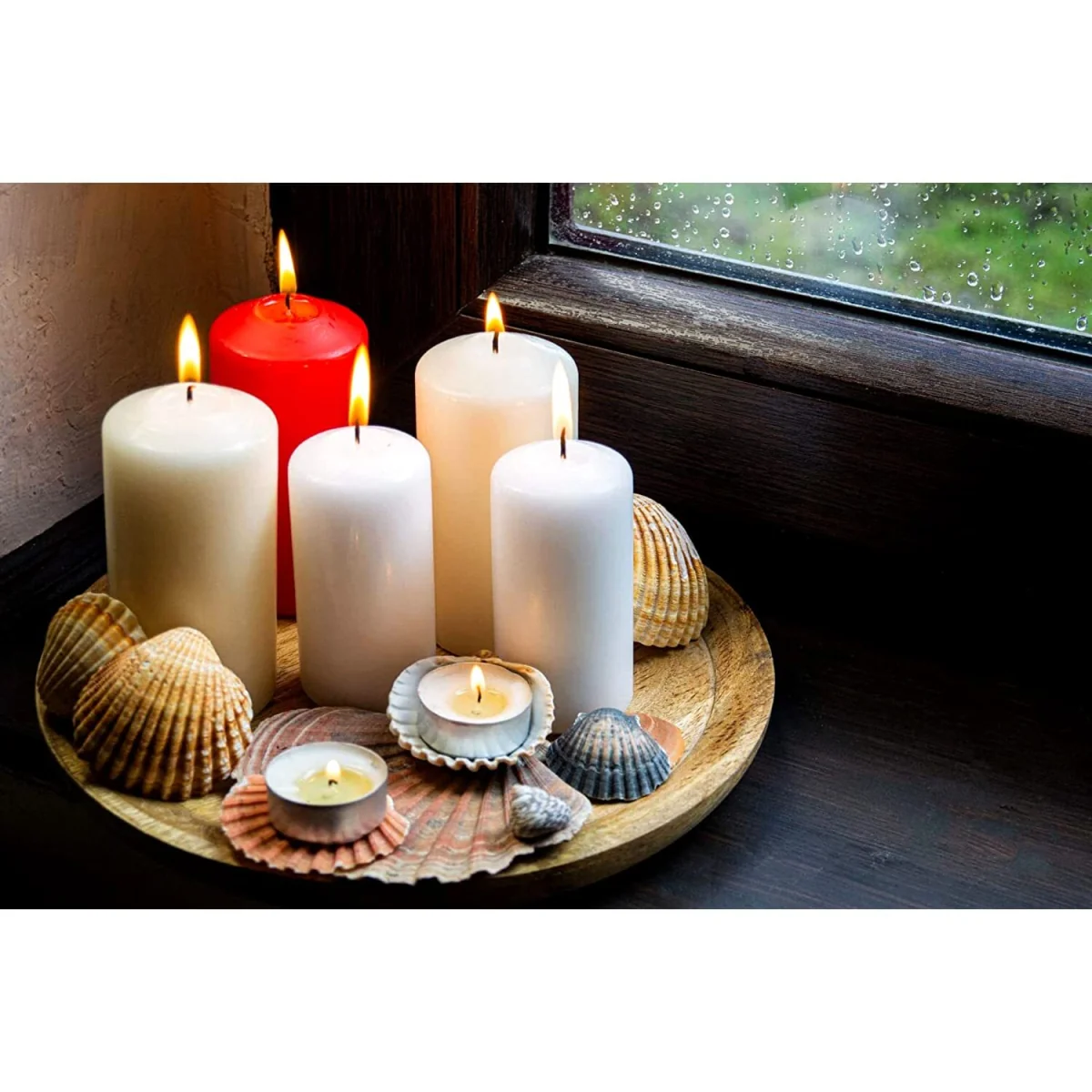 Set of 6 Pillar Candles, Decorative Household Candles, 15 x 7 cm - White Matt - White, Matt – image 4