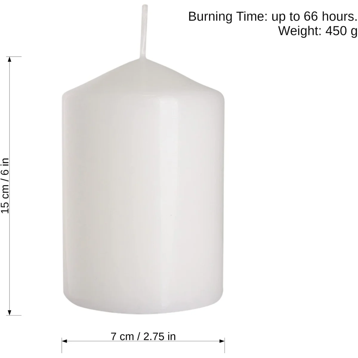 Set of 6 Pillar Candles, Decorative Household Candles, 15 x 7 cm - White Matt - White, Matt – image 5