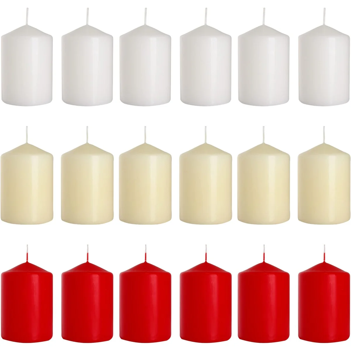 Set of 6 Pillar Candles, Decorative Household Candles, 15 x 7 cm - White Matt - White, Matt – image 6