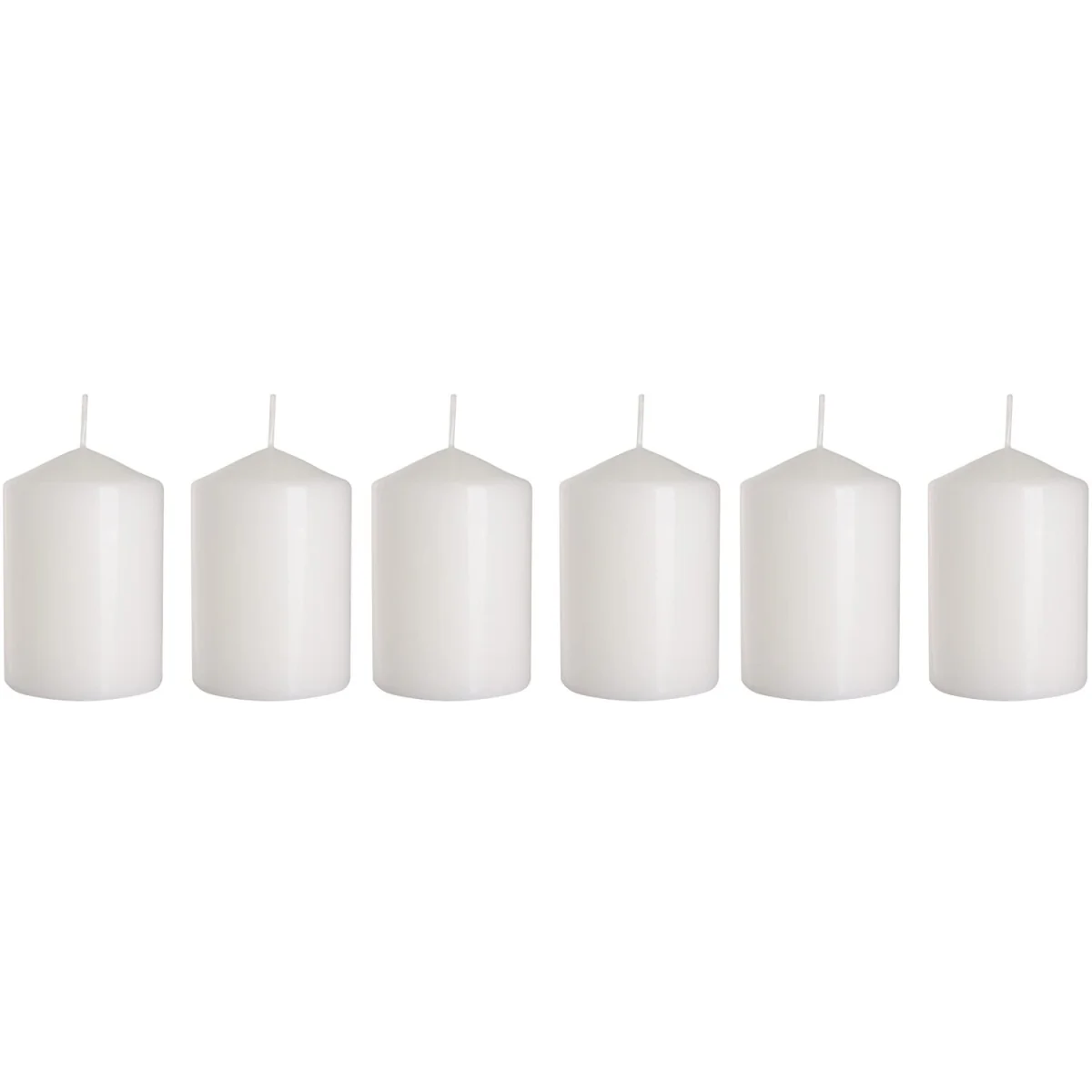 Set of 6 Pillar Candles, Decorative Household Candles, 15 x 7 cm - White Matt - White, Matt – image 7