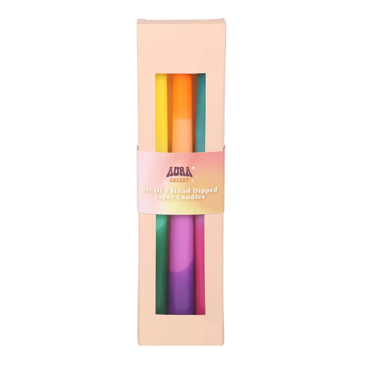 Something Different Aura Energy Dipped Taper Candle Set (Pack of 3) - Multicoloured – image 2