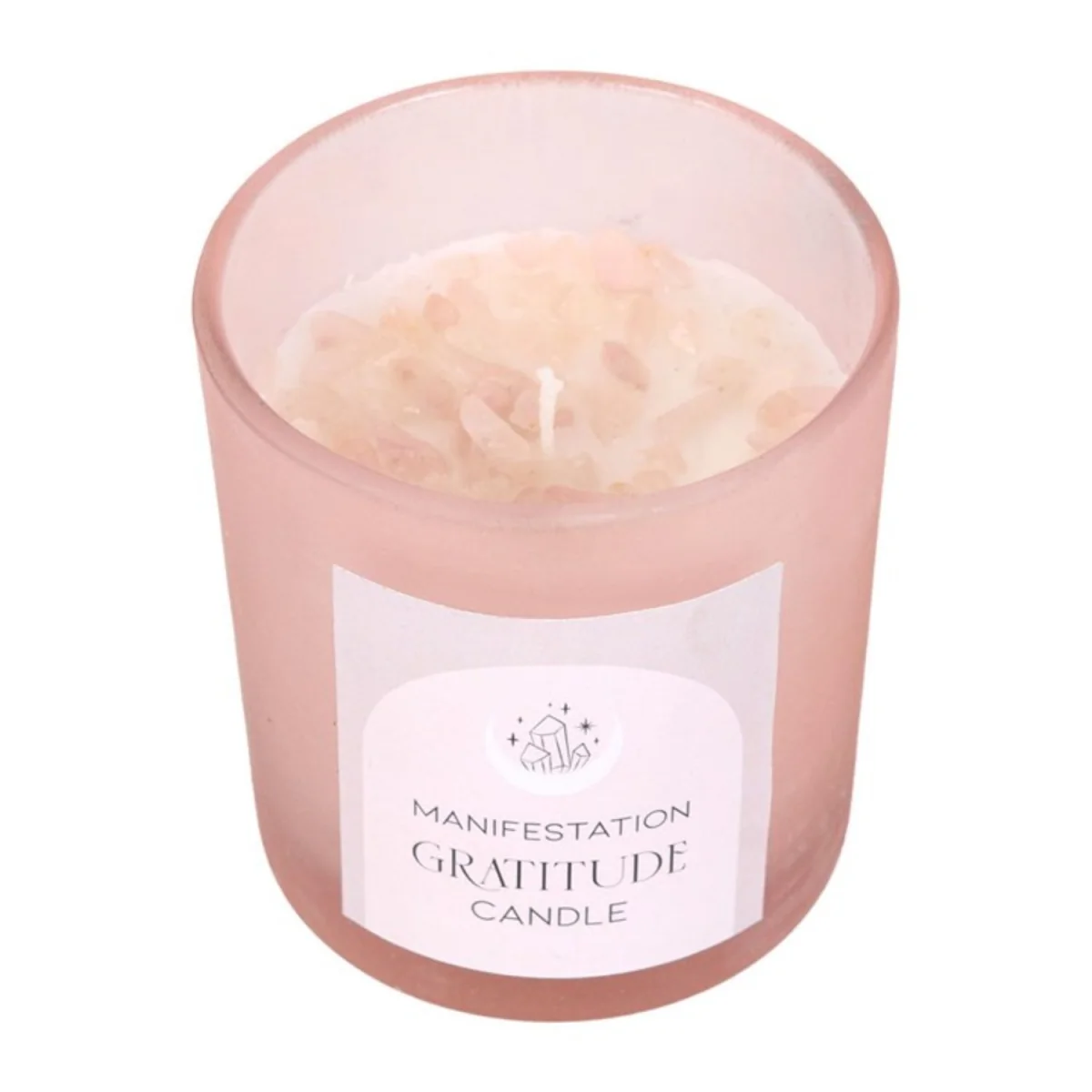 Gratitude Wild Rose Crystal Candle Rose Quartz & Fragrant Glow - Pink – image 2