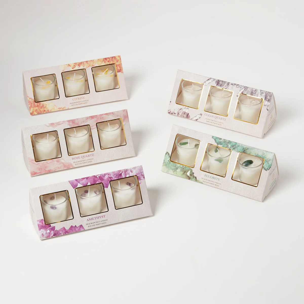 Amethyst Lavender Crystal Scented Candle Set Pack of 3 - Lavender – image 2