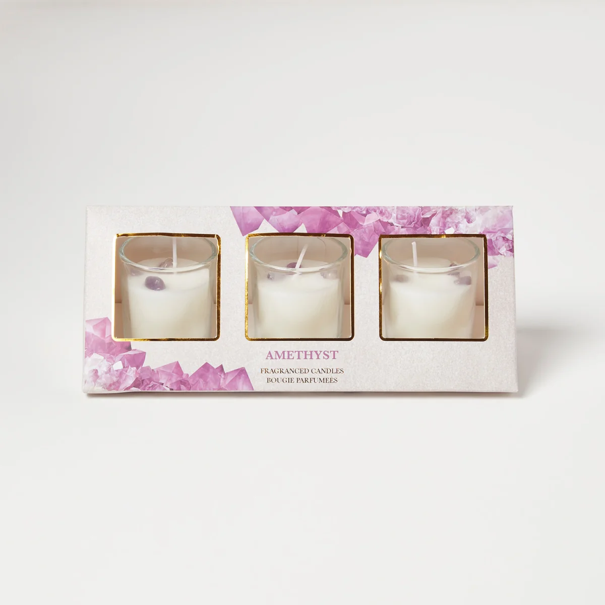 Amethyst Lavender Crystal Scented Candle Set Pack of 3 - Lavender – image 3
