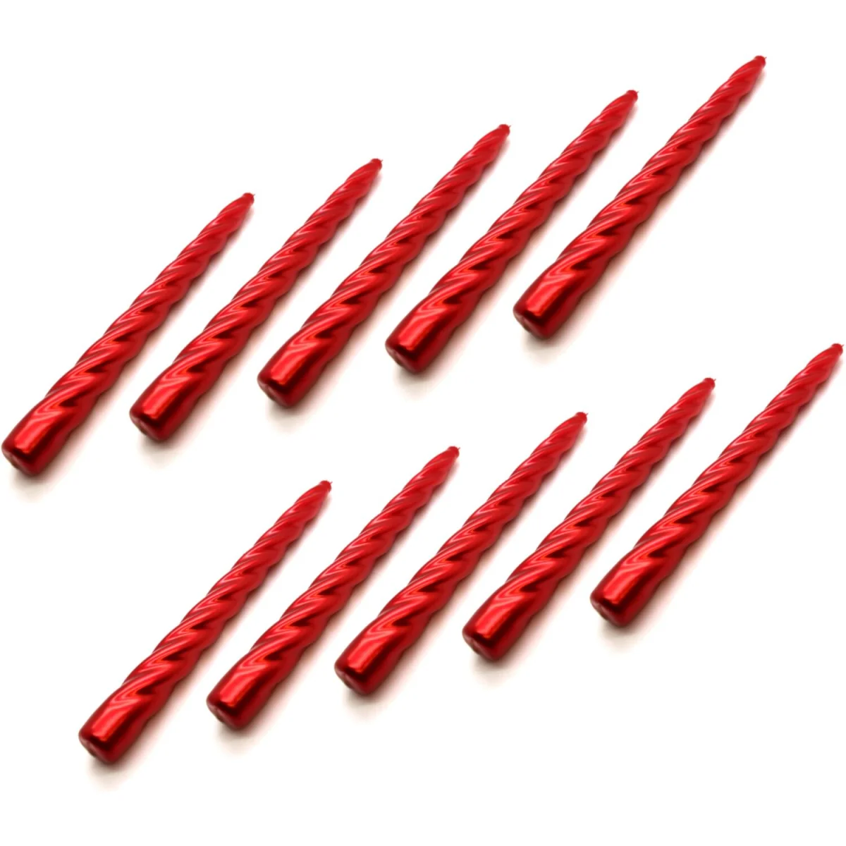 Spiral Dinner Candles, Pack of 10, Decorative Household Candles, 23 cm - Green - Red Metallic – image 6