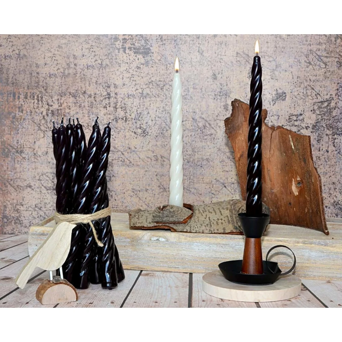 Spiral Dinner Candles, Pack of 10, Decorative Household Candles, 23 cm - Green - Red Metallic – image 7