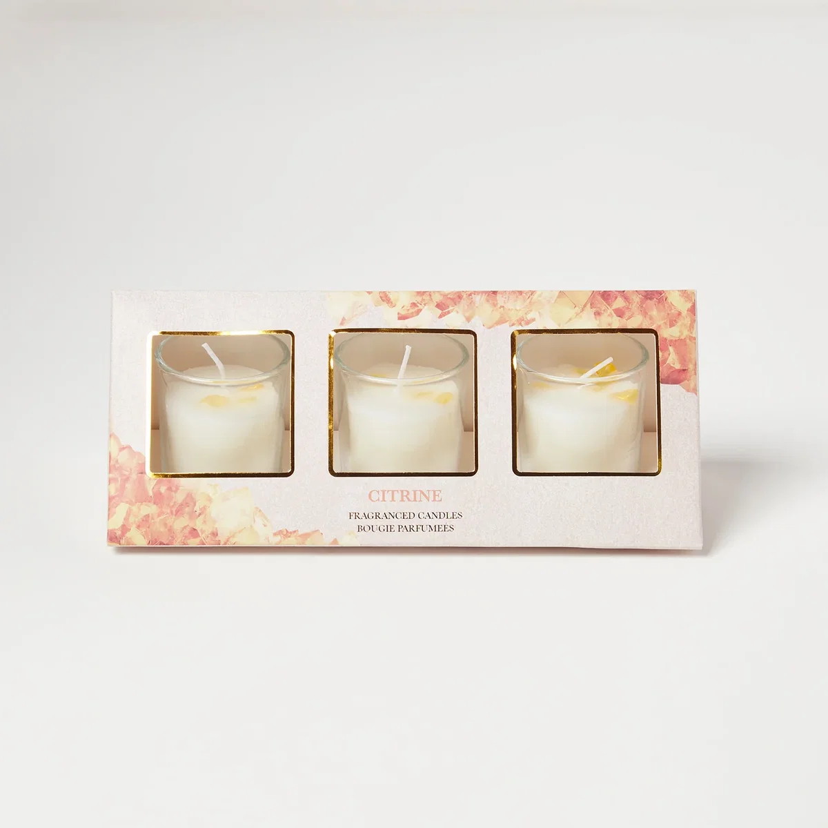 Crystal Scented Candle Gift Set Pack of 3 with Natural Gemstones - Yellow – image 4