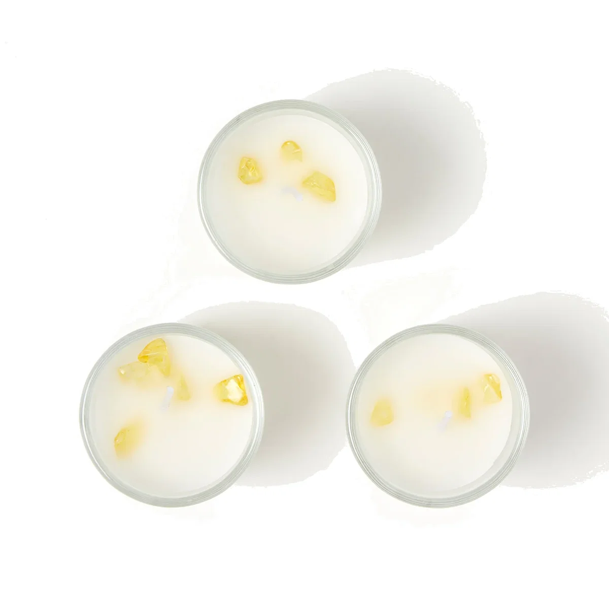 Crystal Scented Candle Gift Set Pack of 3 with Natural Gemstones - Yellow – image 1