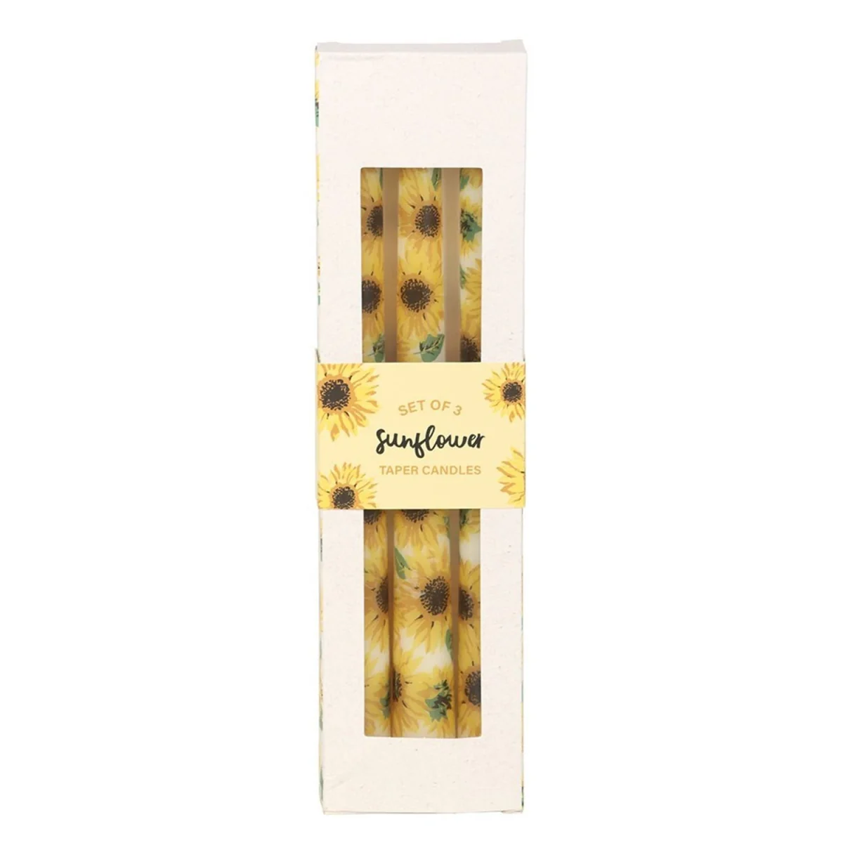 Something Different Sunflower Taper Candle (Pack of 3) - White/Yellow – image 2