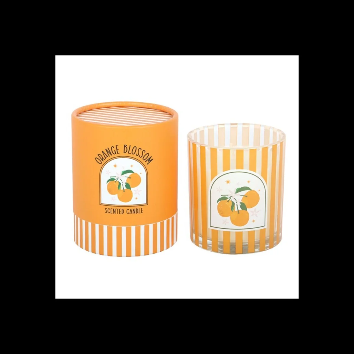 Orange Blossom Scented Candle in Striped Glass Jar - Orange – image 2