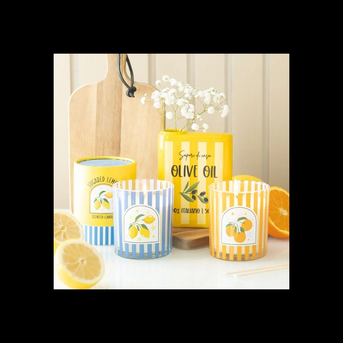 Orange Blossom Scented Candle in Striped Glass Jar - Orange – image 3