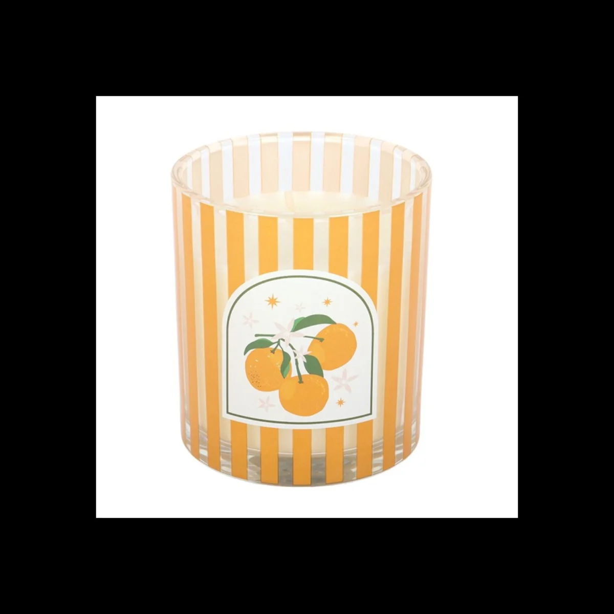 Orange Blossom Scented Candle in Striped Glass Jar - Orange – image 4