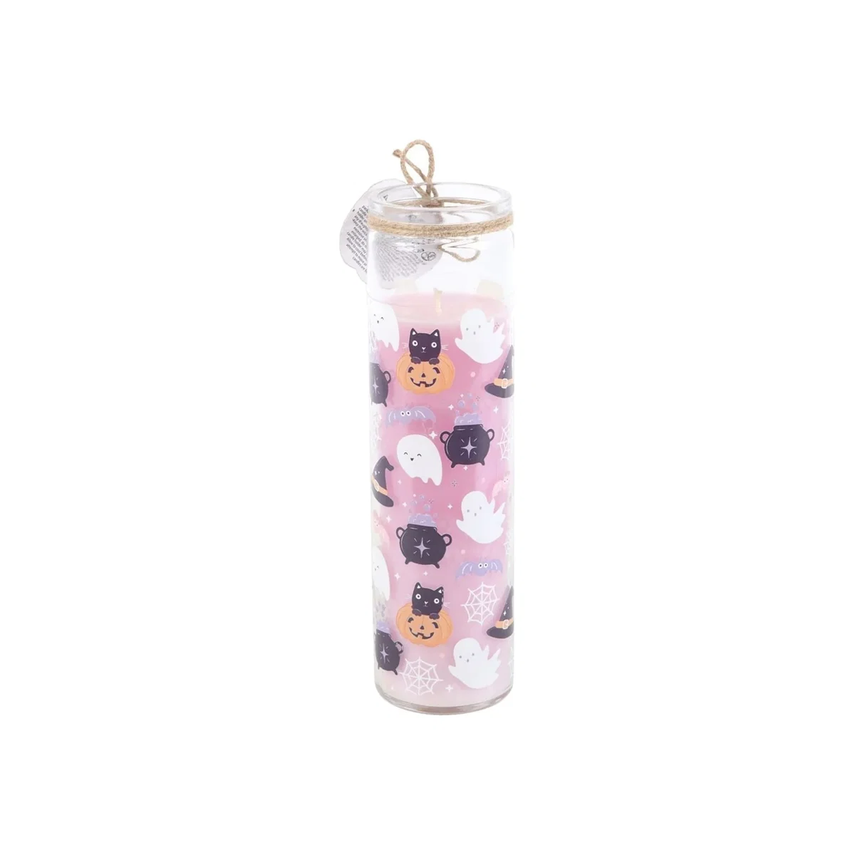 Something Different Candy Apple Pastel Halloween Tube Candle - Pink/Black/White