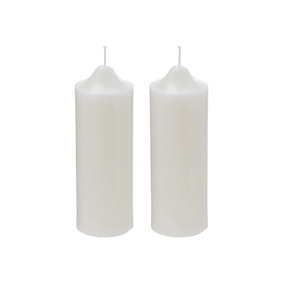 Unscented Pillar Candles Set - White / 2