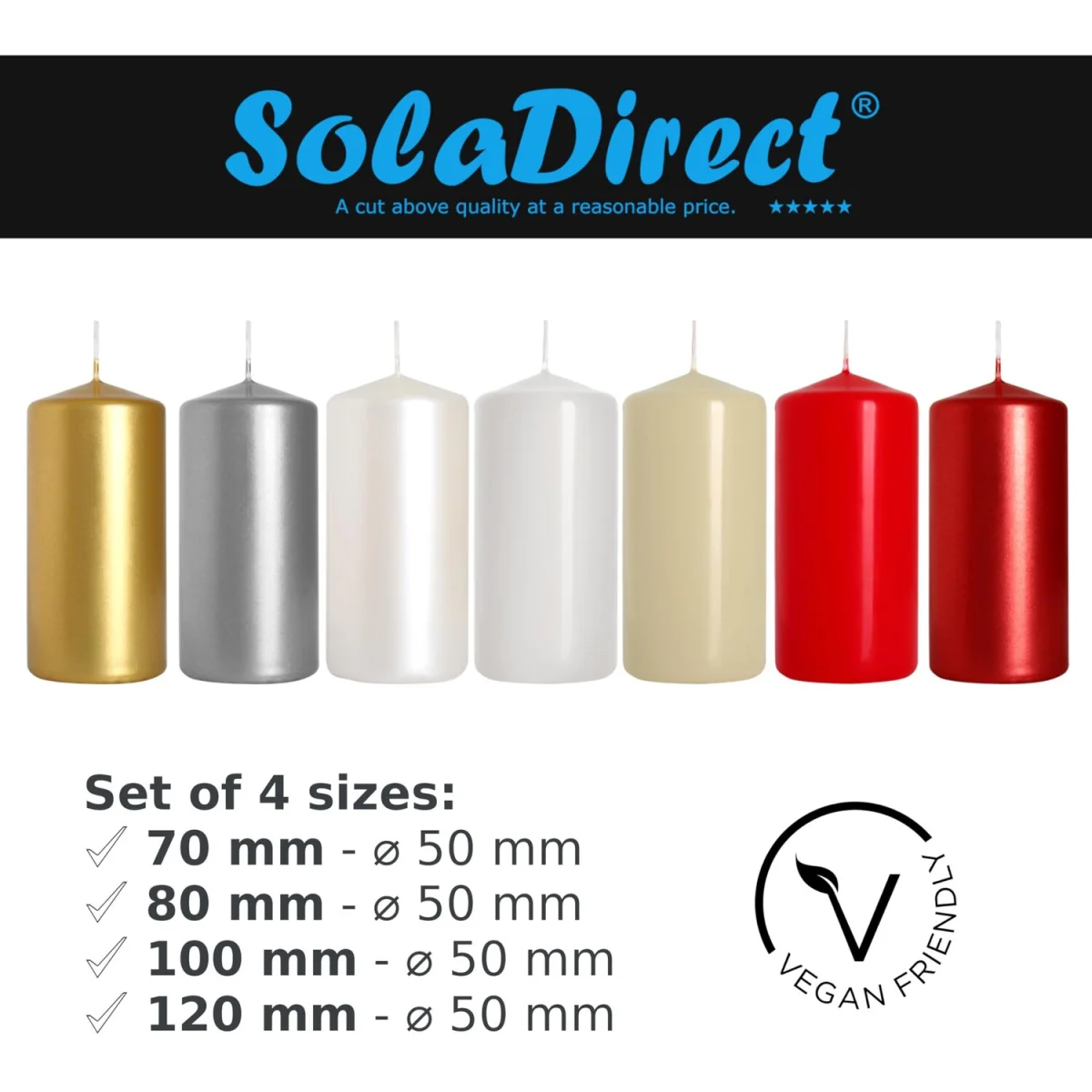 Set of 4 Pillar Candles, Decorative Household Candles - Advent & Christmas Red - White, Matt – image 2