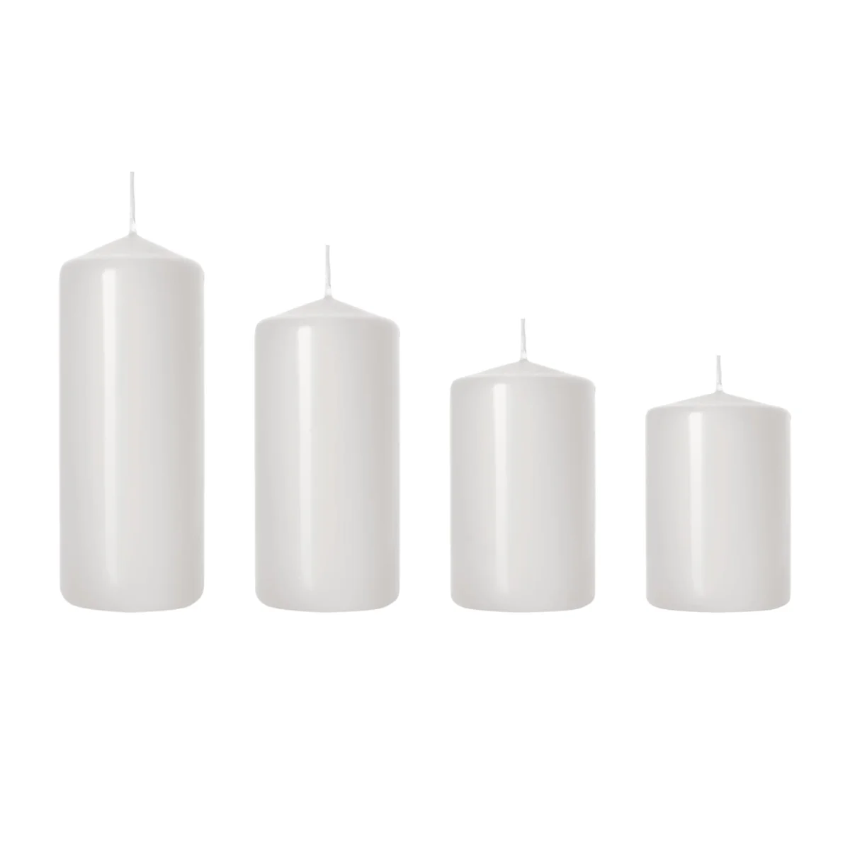 Set of 4 Pillar Candles, Decorative Household Candles - Advent & Christmas Red - White, Matt – image 1