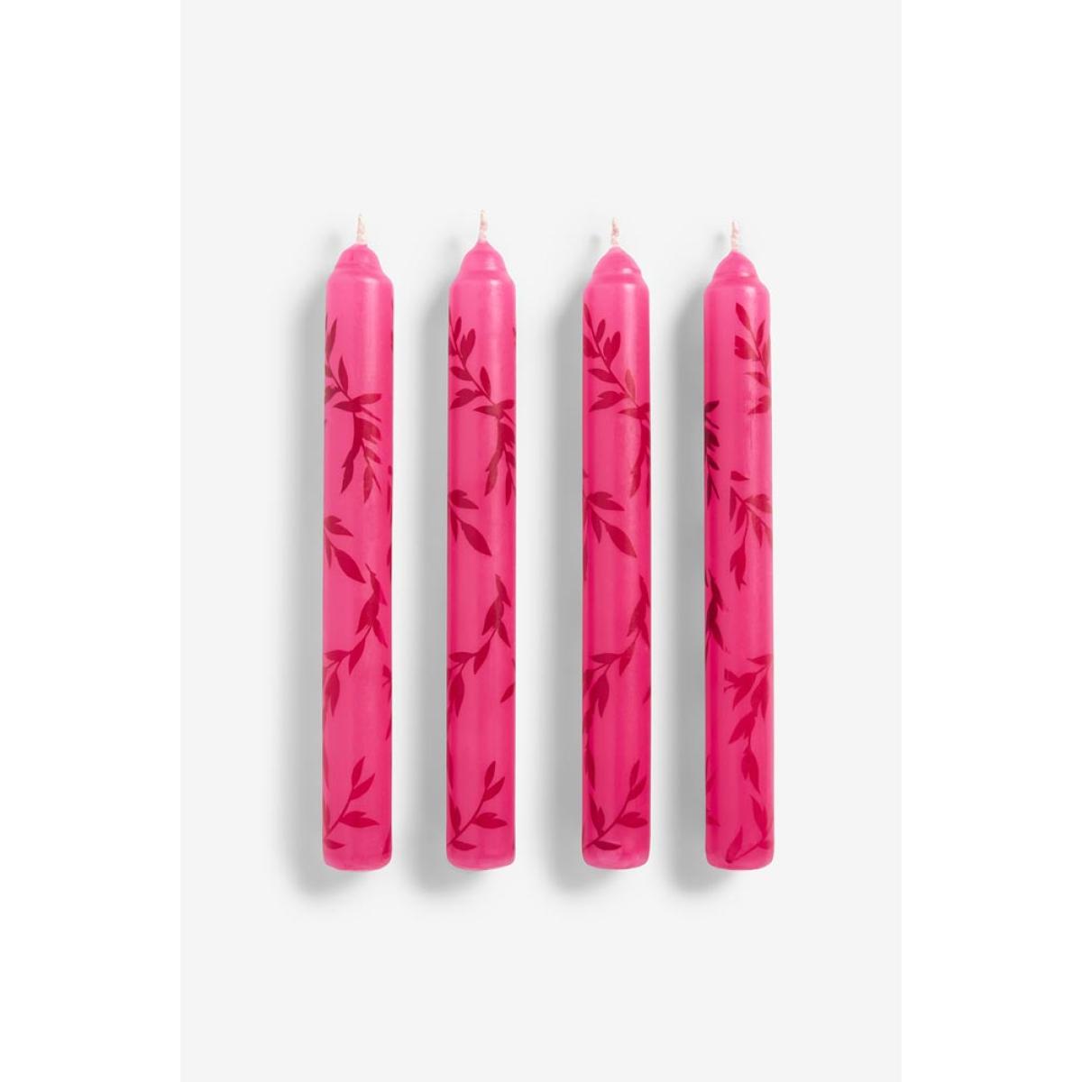 Set Of 4 Pink Leaf Dinner Candles – image 2