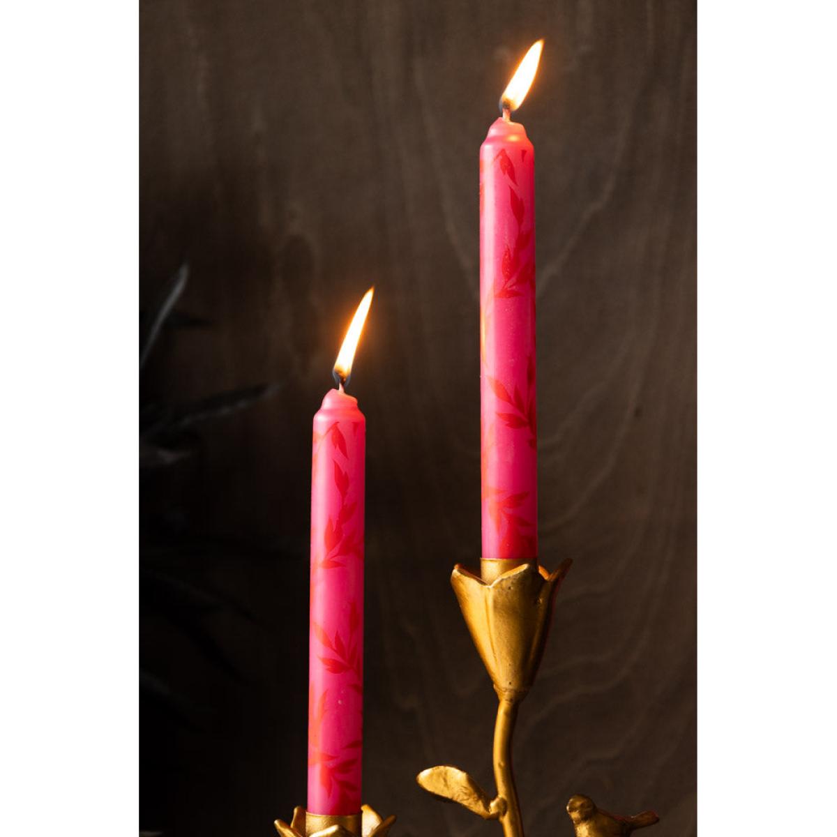 Set Of 4 Pink Leaf Dinner Candles – image 3