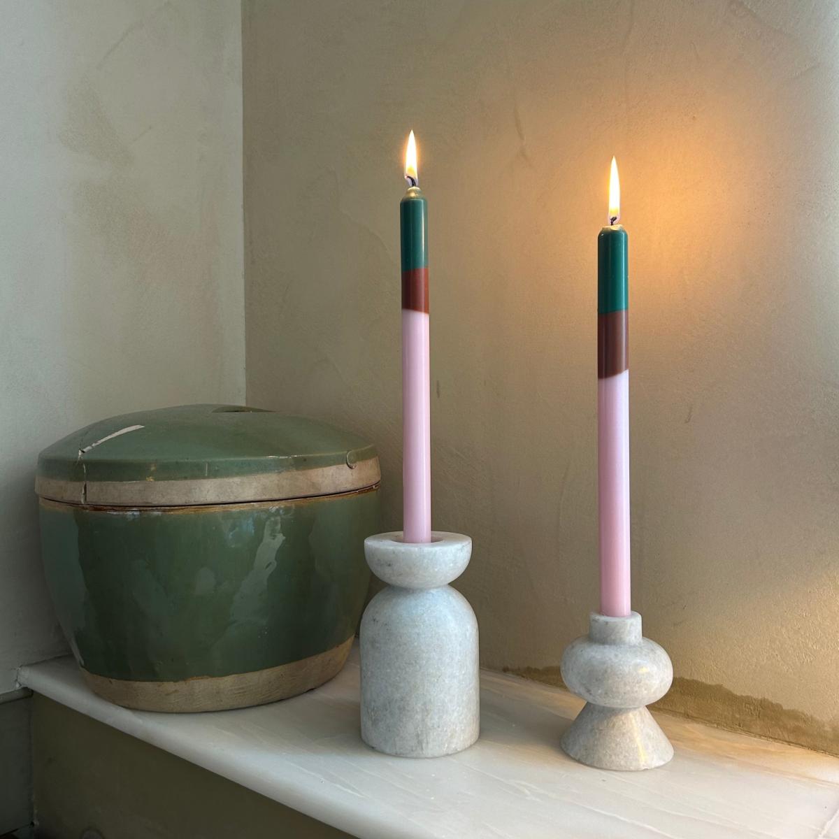 Green / Pink / Purple Woodstock - Dinner Taper Candle Pair | Pygmalion London – image 3