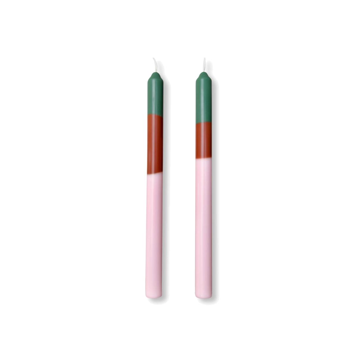 Green / Pink / Purple Woodstock - Dinner Taper Candle Pair | Pygmalion London – image 1