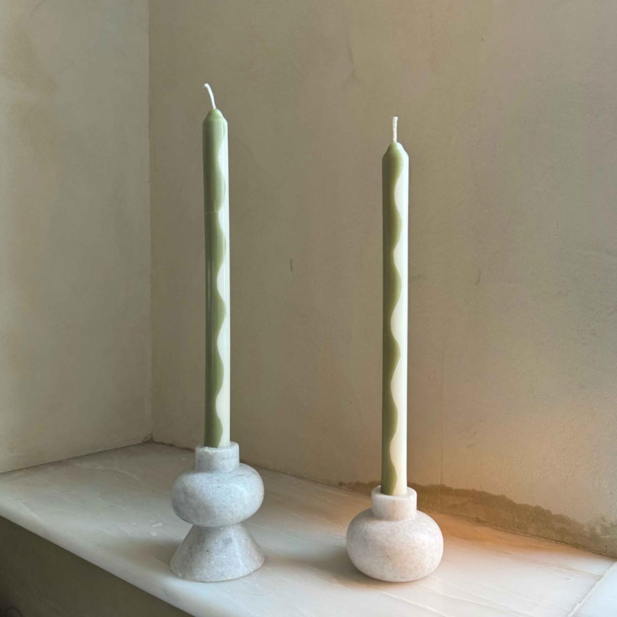 Green / White Gardener Dinner Candles | Pygmalion London – image 2