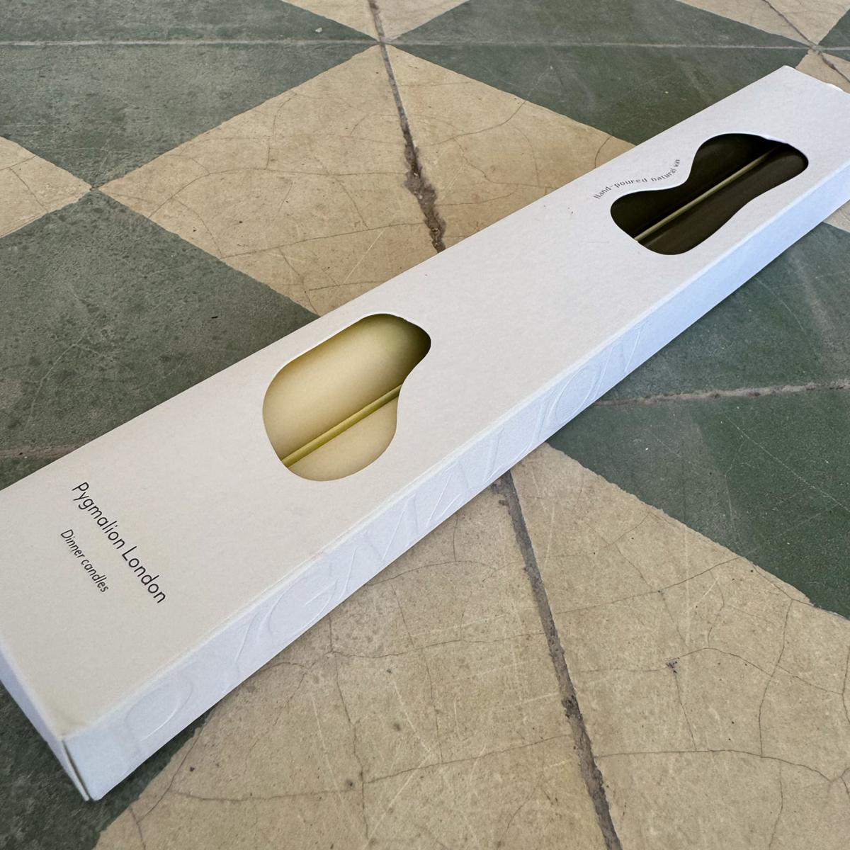 Green / White Olives - Dinner Taper Candle Pair | Pygmalion London – image 4
