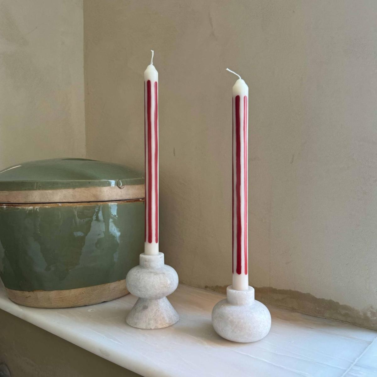 White / Green Beckford Dinner Taper Candles - Pair | Pygmalion London – image 3
