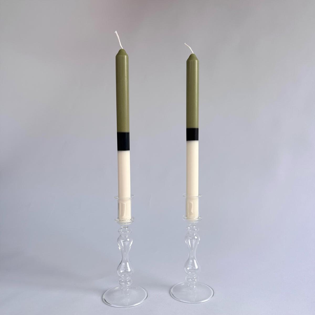 Green / Black / White Potting Shed - Dinner Taper Candle Pair | Pygmalion London – image 2
