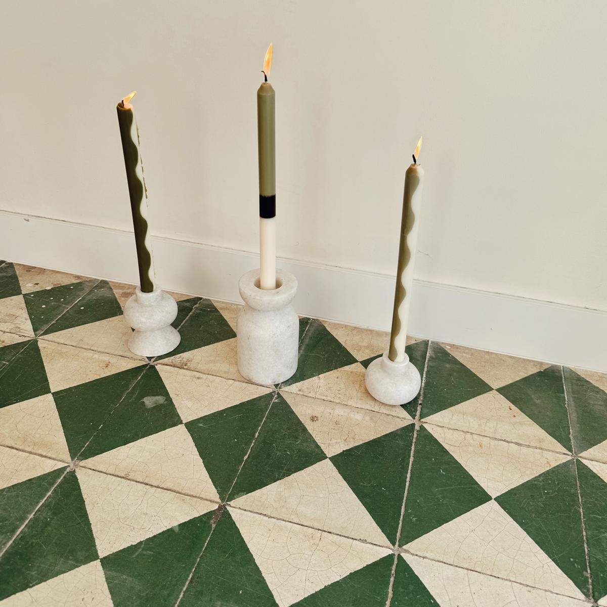 Green / Black / White Potting Shed - Dinner Taper Candle Pair | Pygmalion London – image 6