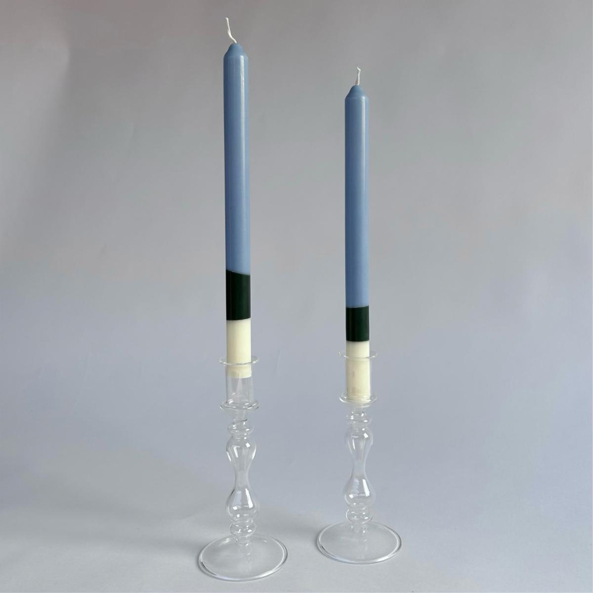 Green / Blue / White Highbury - Dinner Taper Candle Pair | Pygmalion London – image 2