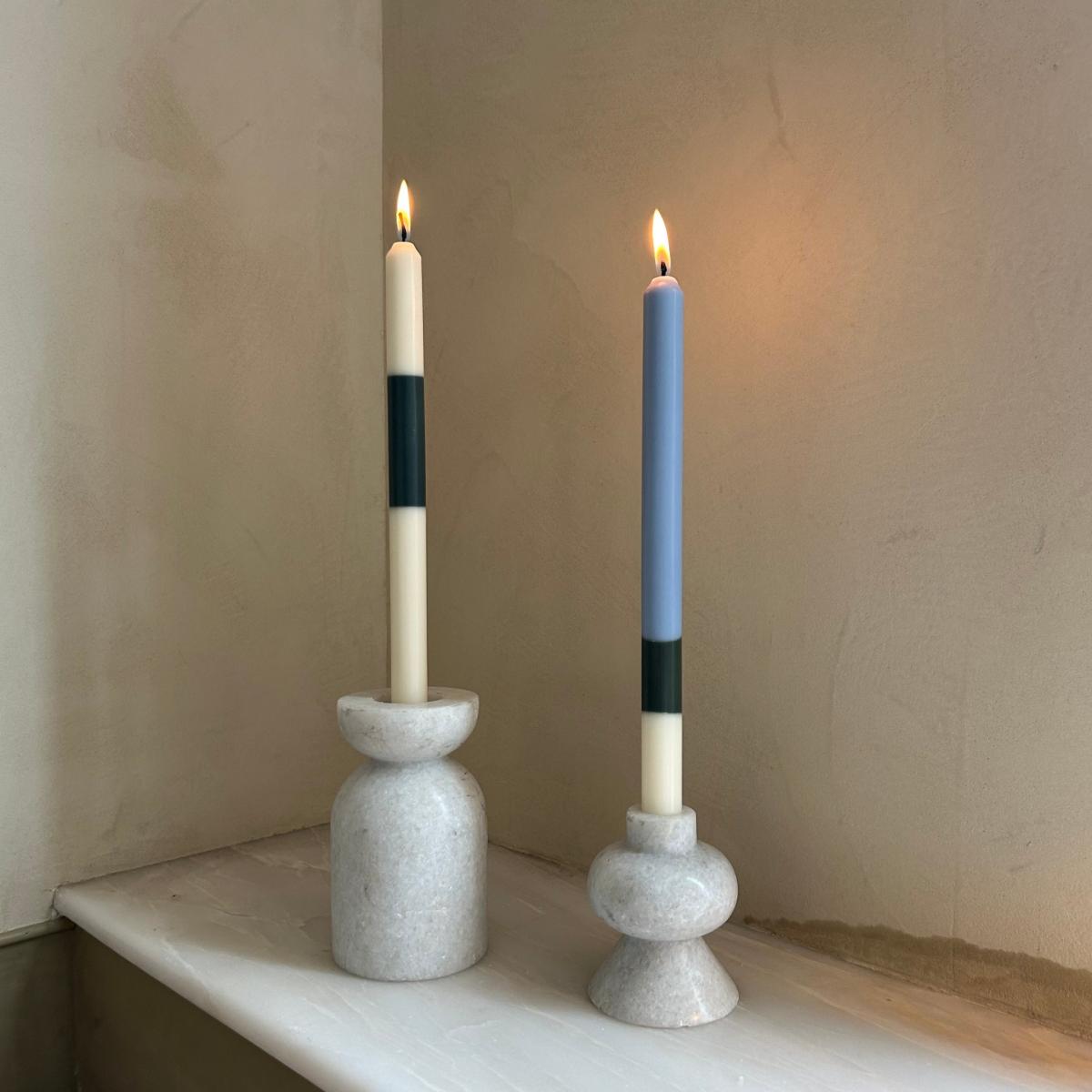 Green / Blue / White Highbury - Dinner Taper Candle Pair | Pygmalion London – image 5