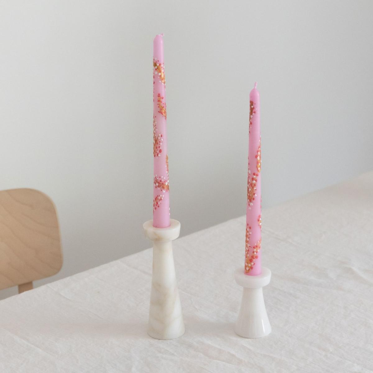 Pink / Purple Cherry Blossom Hand-Painted Taper Candle Set | One Size | Urban Society Studio – image 2