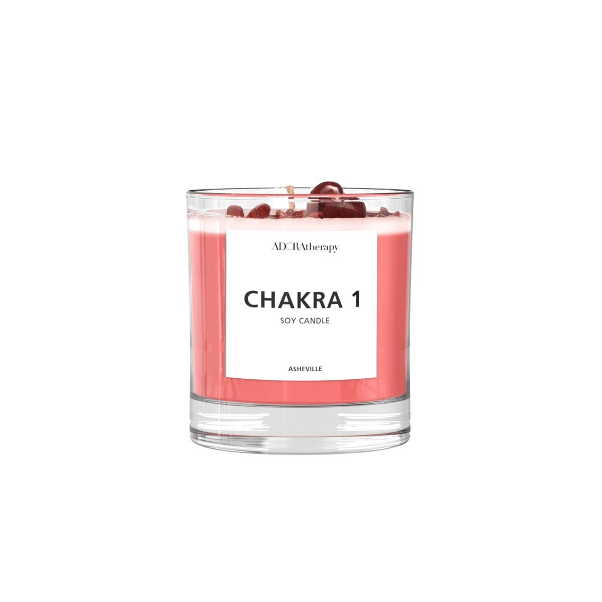 Chakra One Soy Candle With Red Jasper Gemstones | Adoratherapy – image 4