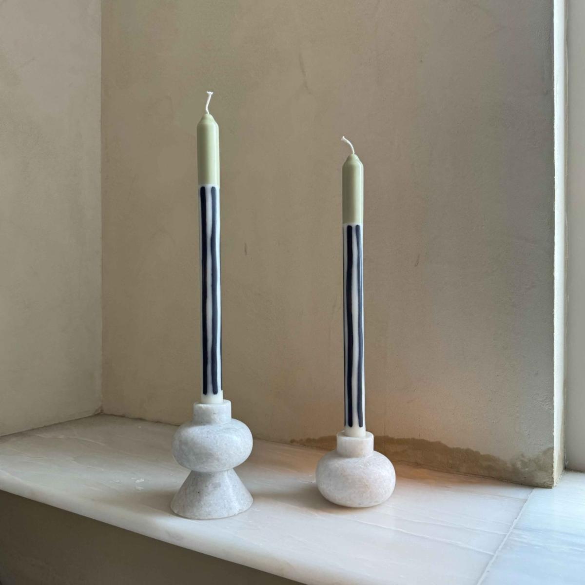 Green / White / Black Gooseberry Dinner Taper Candles - Pair | Pygmalion London – image 2